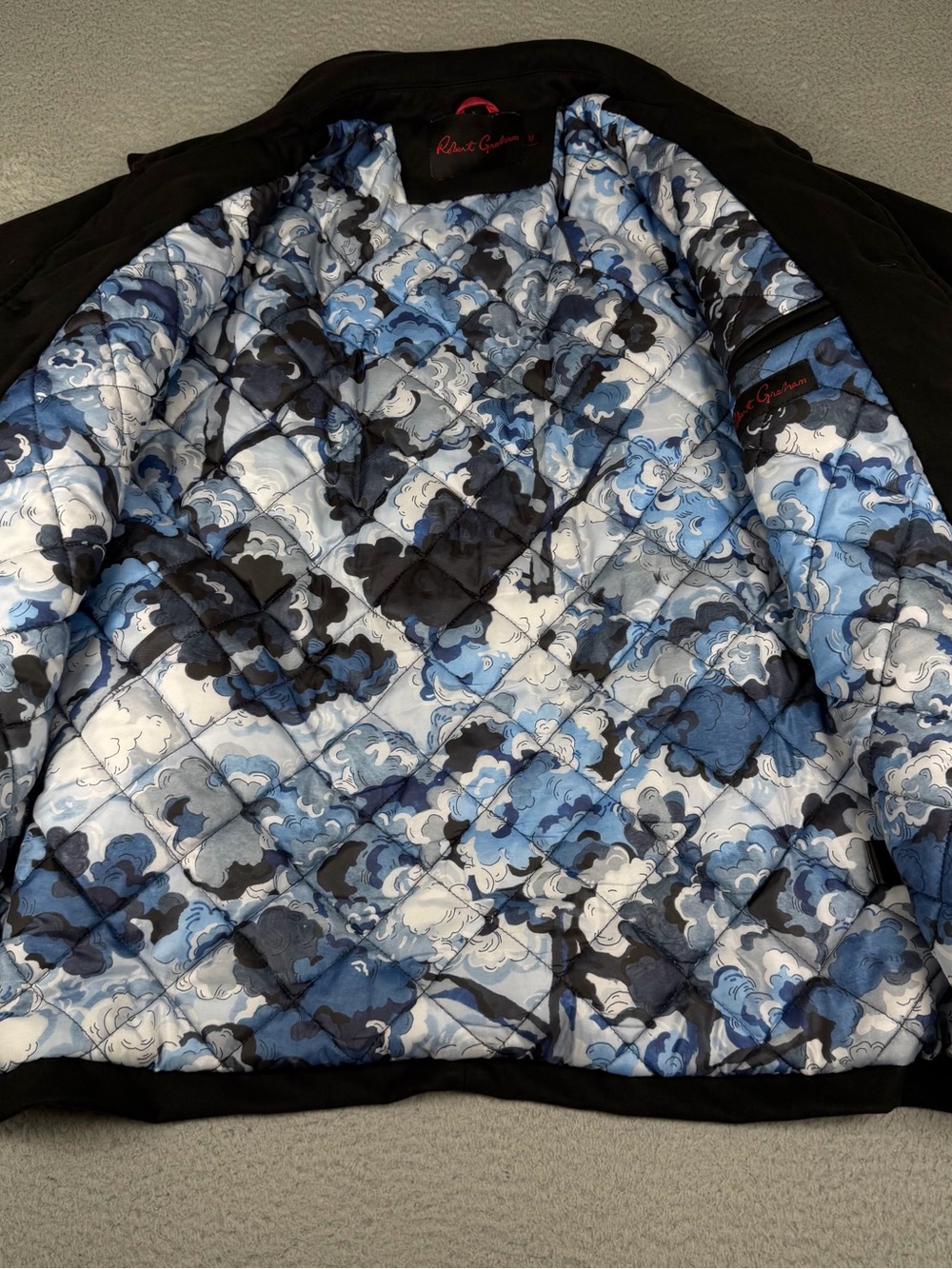 Robert Graham Jacket Mens Medium Black Suede Quilted Lined Button Pockets - Picture 9 of 14